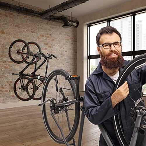 Stalak za bicikle, zidni nosač, set od 2, sklopive kuke za bicikle, do 25 kg, okomiti držač, vješalica, bijela, 26, 11, 5, 13,5 cm