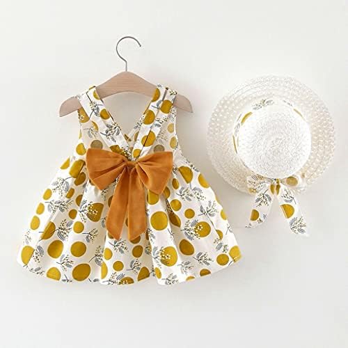 Toddler Baby Dot print šešir Princess Kids Girl haljine naramenica luk bez rukava Djevojke haljine i suknje djevojke haljine veličine