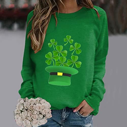 ICJJL Uzorak modne djeteline predimenzioniran pola zip pulovera dugih rukava St Patricks Dan Print Twisheirt Quarter Zip Trendy
