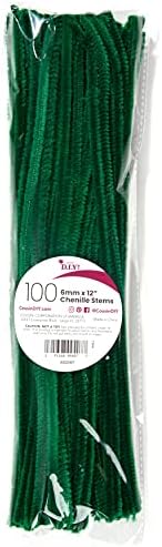 Rođak DIY Green Kelly Chenille Cleaser Cleaser, 6 mm x 12 inča, 100 pakiranja