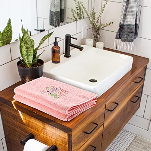 Greenpine 2 pakiranje uskršnjih ručnika ružičasti zečji rep pamučni izvezeni luksuzni dekor kupaonica ukrasni ručnici za jelo