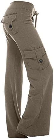 Teretne hlače za široke noge za žene plus veličine visoke joge joge y2k crtanje hlača s džepovima s džepovima