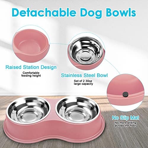 Zdjele za pse Epetslove Velike zdjele za pse i hranu od nehrđajućeg čelika postavljene s podlogom bez klizanja, zdjele za hranilice