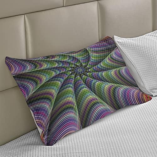 Ambasonne Fraktalno pleteni jastuk od prekrivača, psihodelični pipci koji se konvergiraju u cvjetni oblik Infinity Spinning Focus Dizajn,