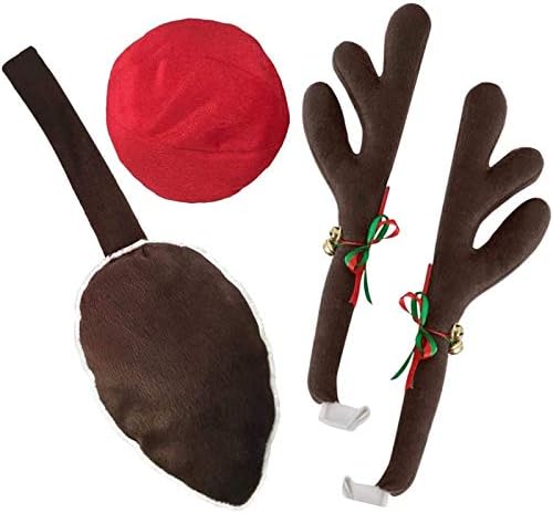 Automobilski jeleni božićni ukrasi za automobil s LED -om, osvijetljeni rogovi i nos s jingle zvonima za zabavu, pribor za automobile