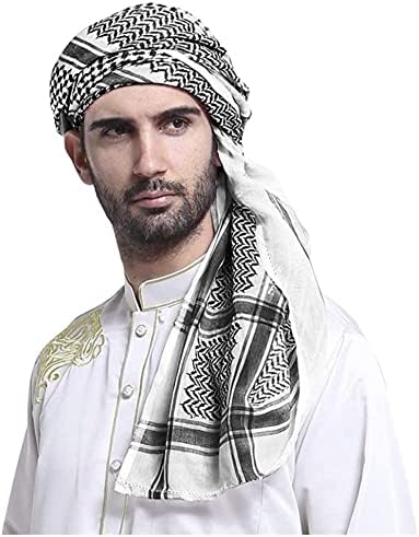 Muškarci Arapski Shemagh, glava muslimanska pustinja Keffiyeh, crno -bijela, crno -bijela