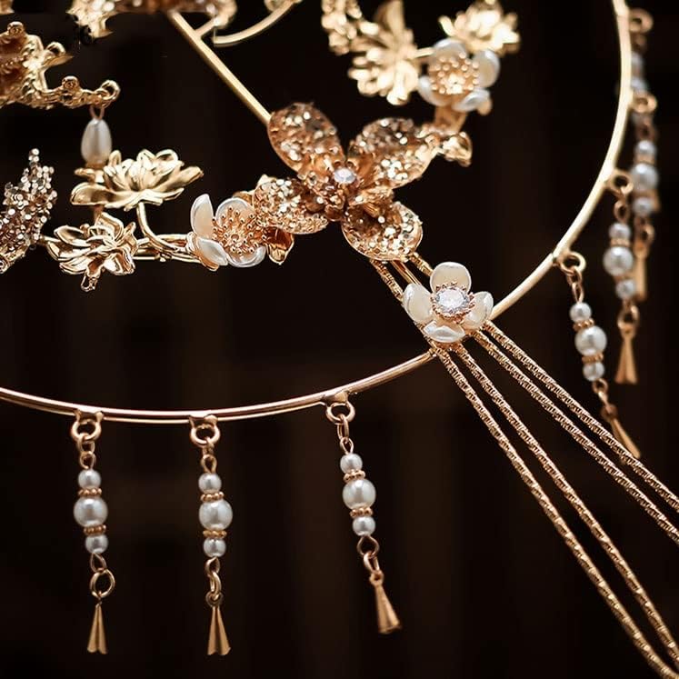 SXDS kineski mladenkini buket tipa Umjetni cvijet Zlatni šuplji metalni okrugli ventilator za vjenčani nakit