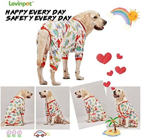 Lovinpet Veliki pseća pidžama, donja marka za kapute za pse, anti lizanje, tjeskoba za kućne ljubimce Umiruje one za pse, bijeli otisak