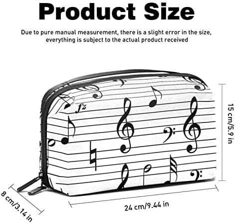 Nošenje torbice za torbicu za torbicu USB kabel Organizator Pocket Pocket Patent novčanik, glazbena umjetnost crno -bijele glazbene