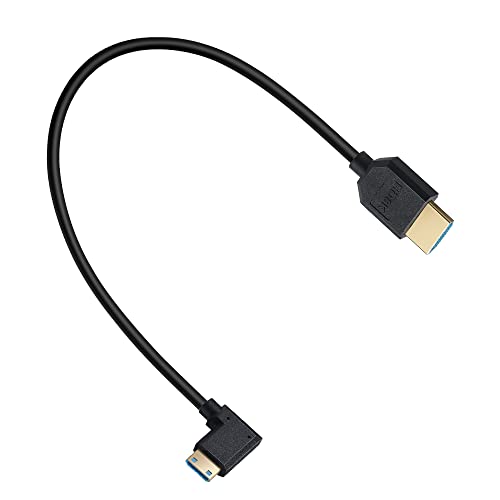 Mysruida 1ft 8K Mini Hdmi 2.1 do HDMI 2.1 kabel, 90 stupnjeva desni kut 8K Mini Hdmi mužjak do 8K HDMI mužjaka adapterskog kabela,