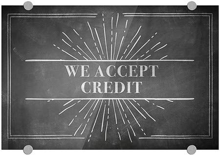 CGSIGNLAB | Prihvaćamo Credit -Chalk Burst Premium akrilni znak | 18 x12
