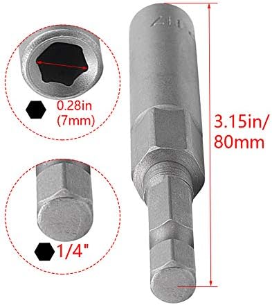 HeyiarBeit 1/4 brzo-promjena šesterokutne šanke 7 mm setter za bušenje matice, duljina 80 mm, metrički no-magnetski 1 PCS