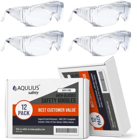 Aqulius Bulk Pack Sigurnosne naočale preko naočala Prozirna zaštita očiju - OTG sigurnosne naočale