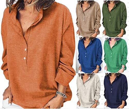 Andongnywell ženske tunične bluze vrhovi labavi v majice u boji košulje s dugim rukavima