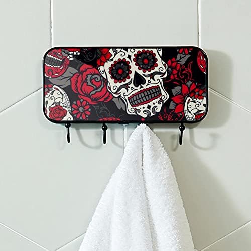 Lyetny držač ručnika zidni stalak za ručnike za ručnike dekor kupaonica ogrtač za ogrtač odjeća crvena ruža lubanja kupatila ručnik