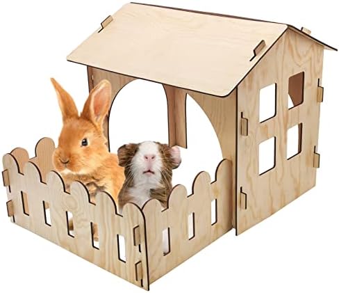 FHINY DRVENI RAZLIČINI Dvorac s ogradom, malim životinjskim odmorom i igranjem kuće s prekrivanjem prozora odvojivog kunića Hut Bunny