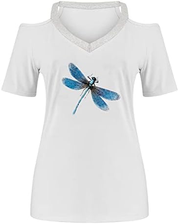 Ženske Ležerne košulje ljetne ženske ljetne majice s izrezom u obliku slova A i ramena s printom kratkih rukava gornji dio bluze s