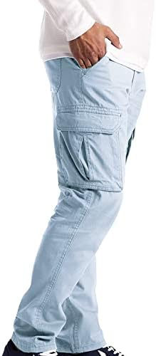 MAIYIFU-GJ Čvrsta multi džepna hlača na otvorenom lagane vojske hlače ležerne labave teretne hlače s ravnim nogama