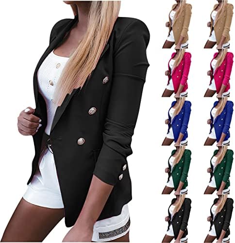 Ženski casual Office Blazers gumb Otvoreni prednji kardigans jakna Radni vrhovi Čvrsta jakna s remenom dugih rukava