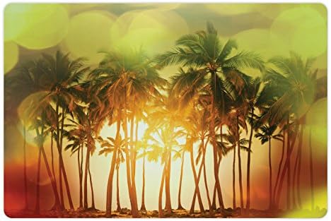 Prostirka za kućne ljubimce za hranu i vodu, mistična ilustracija tropskih palmi i kokosovih palmi s gradijentnim tiskom, pravokutna