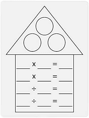 Uprava za suho brisanje matematičke činjenice množenje obiteljske kuće i praksa podjele 9 x 12 inča za školsku učionicu ili školsku