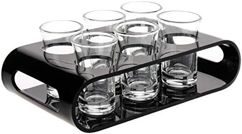 MyGift Black Premium akrilni pucanj staklene staklene degustacijske ladice Poklon set sa 6 naočala, pub bar pribor za zabavu za uzorkovanje