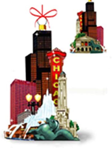 Plemeniti dragulji Chicago CityScape Glass Božićni ukras Illinois Pejzaž Novo