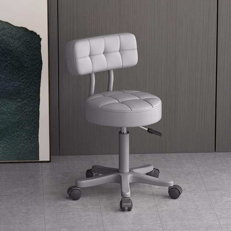 ESGT PU Kožna okrugla valjana stolica okretna podešavanje visine, masažna stolica na kotačima za salon, masažu, tvornicu, trgovinu